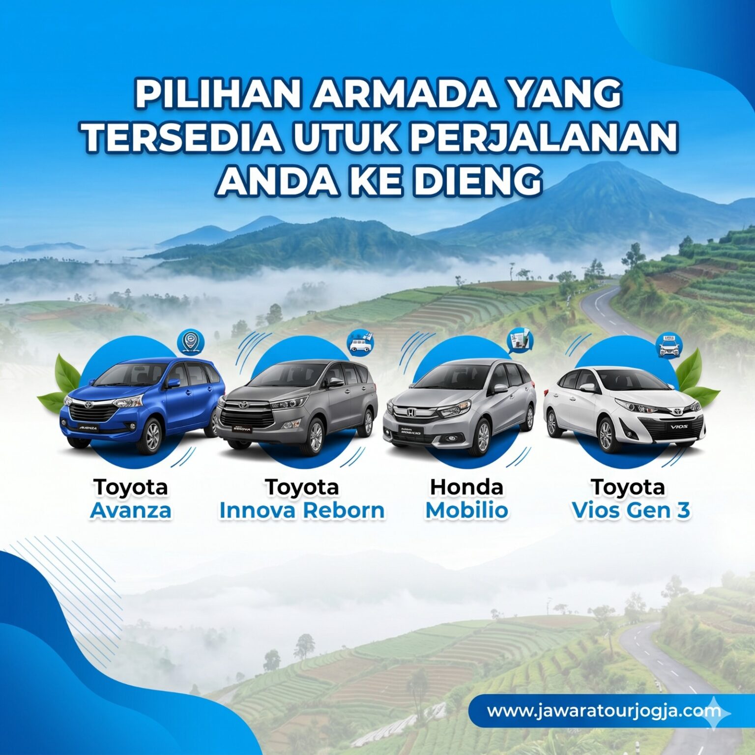 Pilihan jenis mobil sewa mobil ke dieng