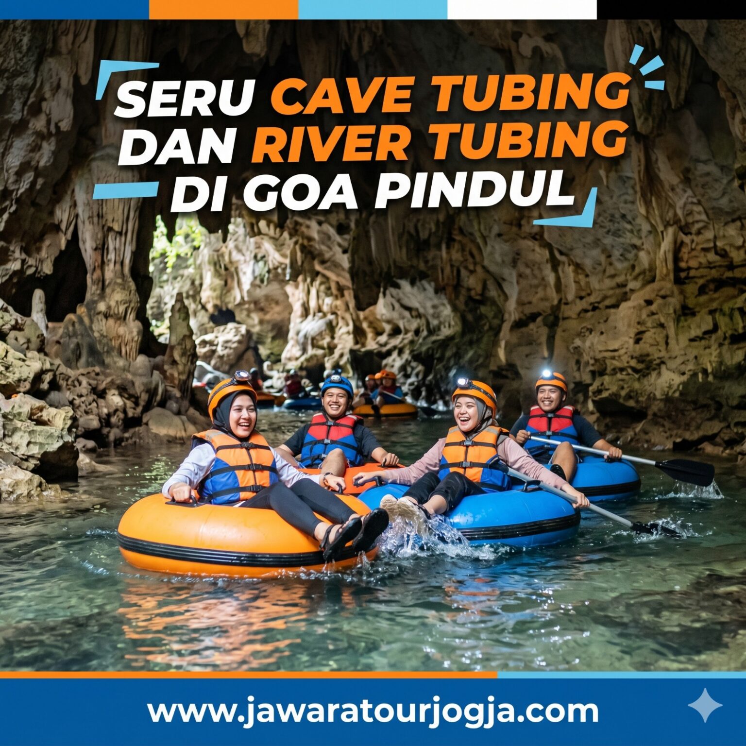 Seru Cave Tubing dan River Tubing di Goa Pindul