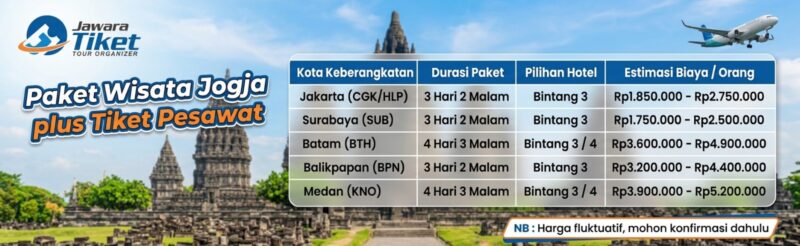 Paket Wisata Jogja Plus Tiket Pesawat