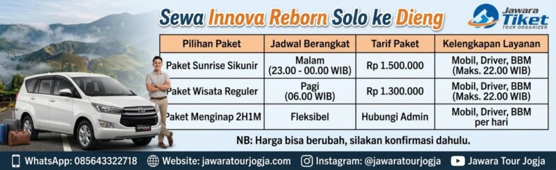 Sewa Innova Reborn Solo ke Dieng
